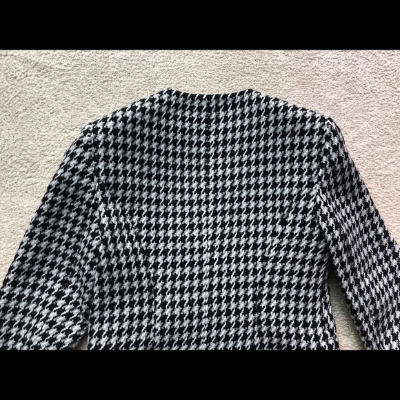 Express Black White Gray Tweed Jacket Blazer Woven Wool Blend 1 Button Jacquard - Picture 12 of 16